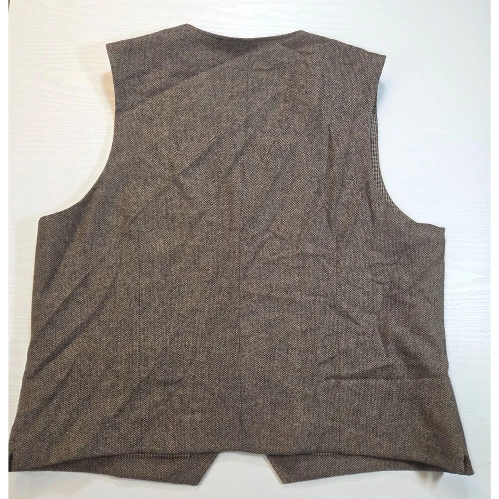 Joseph Abboud Men’s XXL Wool Blend Vest Brown Plaid Lined Button Front